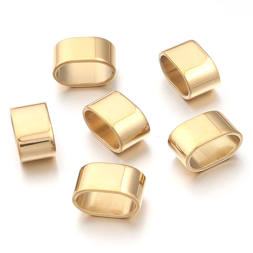 6pcs Flat Stainless Steel Tube Slider Beads Position Beads Big Hole Metal Beads DIY Leather Bracelet Clasps For Jewelry Making