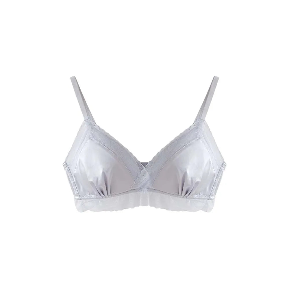 Satin Lace Satin Wireless V Bra Close-fitting Anti-sagging Push Up Underwear Shockproof Lingerie Seamless Bras Girls Women