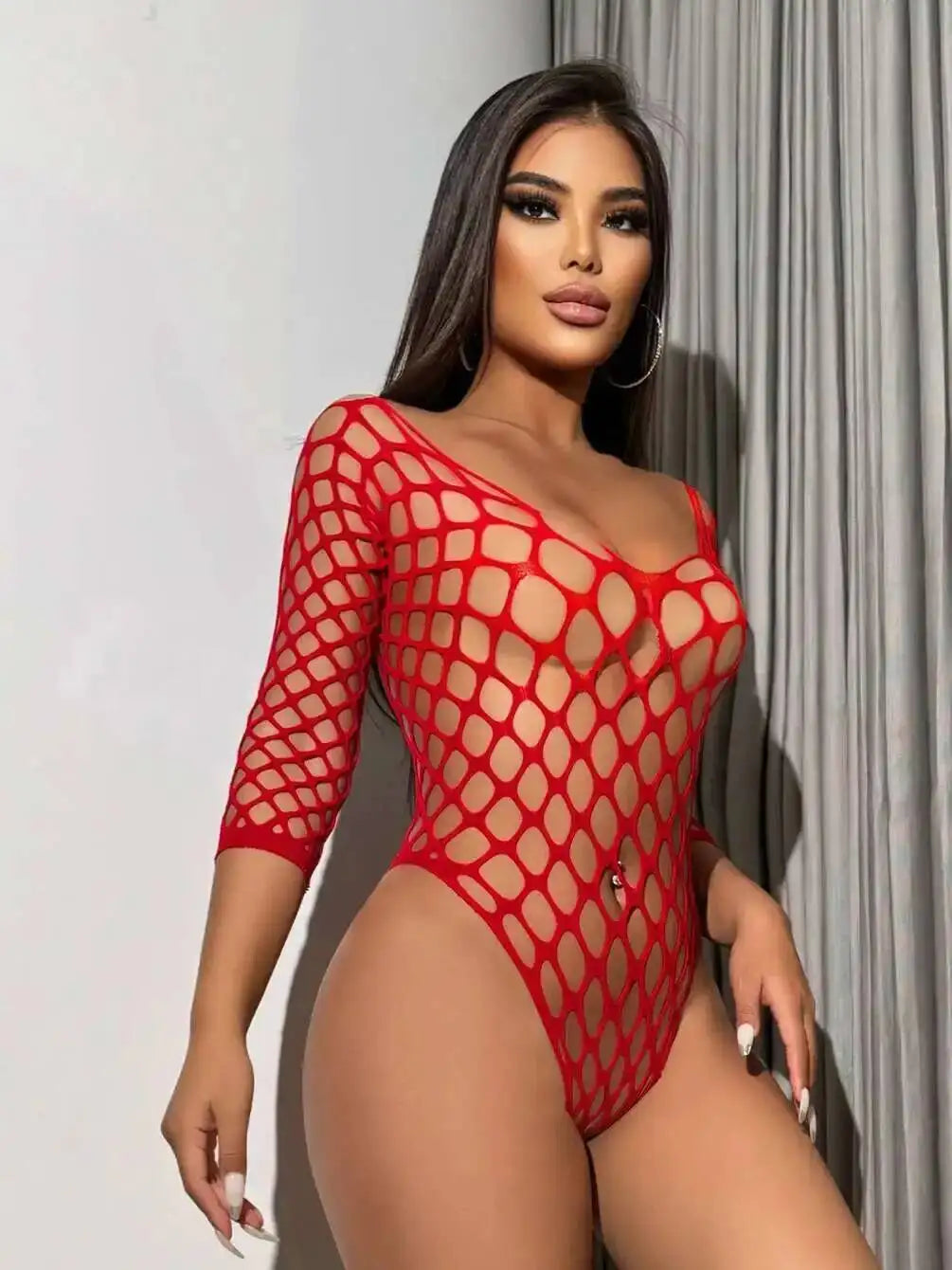 Women's Underwear Sexy Mesh Transparent Bodysuit Fishnet Exotic Tight One-piece Solid Color Bodysuits Half Sleeve Charming 4ADM