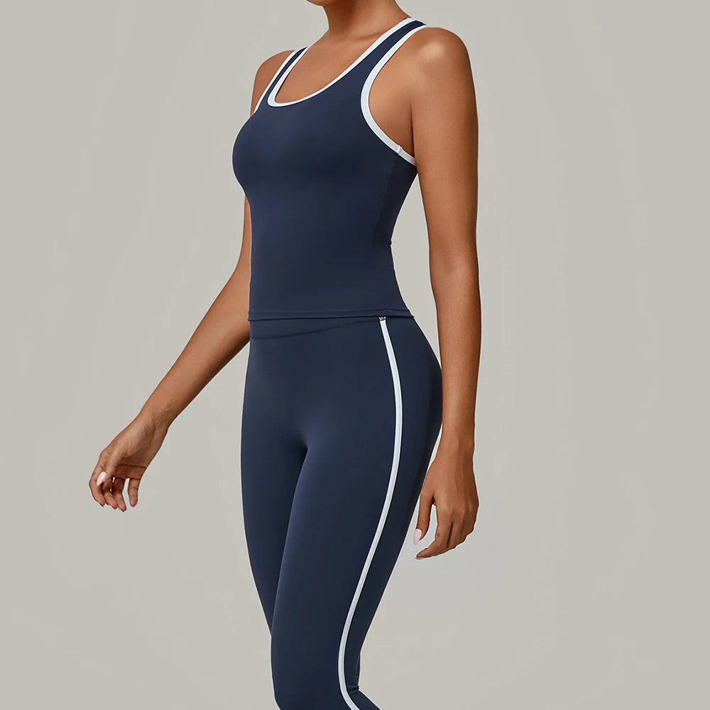 2PCS Sportswear Women's Tracksuit Yoga Clothes Fitness Set Breathable Activewear Sexy Sports Bra Top High-Waisted Leggings Set