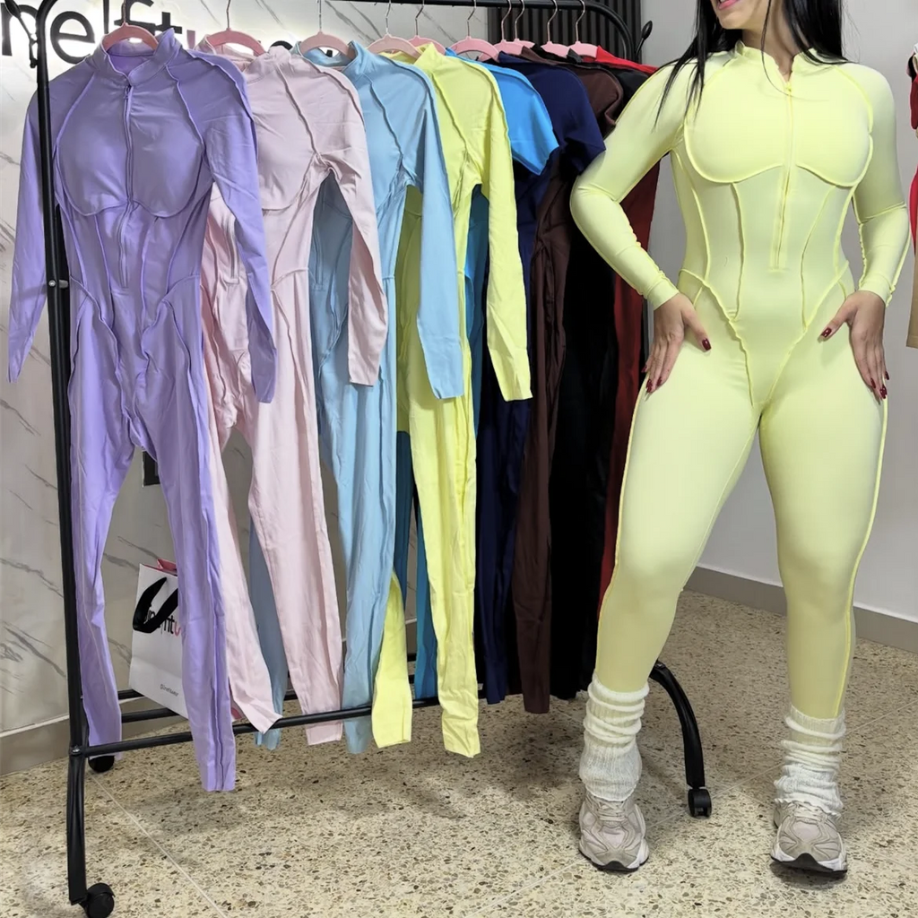 Pad Zipper Hollow out Yoga Set Short Sleeve Fitness Women One Piece Jumpsuit Legging Sleek Catsuit Gym Pant Active Wear XP83