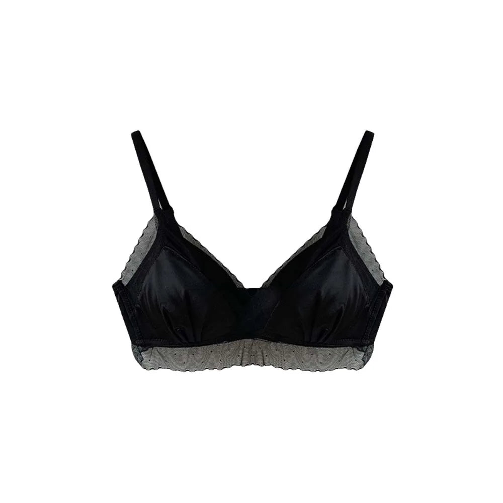 Satin Lace Satin Wireless V Bra Close-fitting Anti-sagging Push Up Underwear Shockproof Lingerie Seamless Bras Girls Women