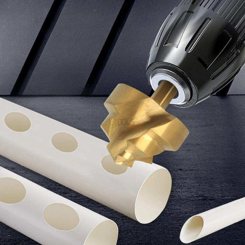 Titanium Plated Lifting Drill New Three Blade PPR Water Pipe Repair Drill Bit Precise Limit Opening Hole Drilling Hydraulic Tool