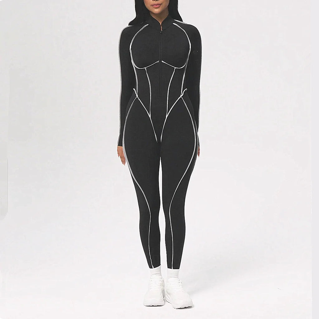 Pad Zipper Hollow out Yoga Set Short Sleeve Fitness Women One Piece Jumpsuit Legging Sleek Catsuit Gym Pant Active Wear XP83