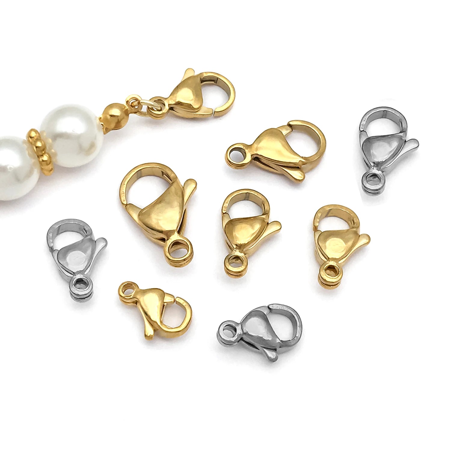 20pcs Stainless Steel Lobster Clasp Claw Hook Connectors for DIY Bracelet Necklace Earrings Jewelry Making Accessories