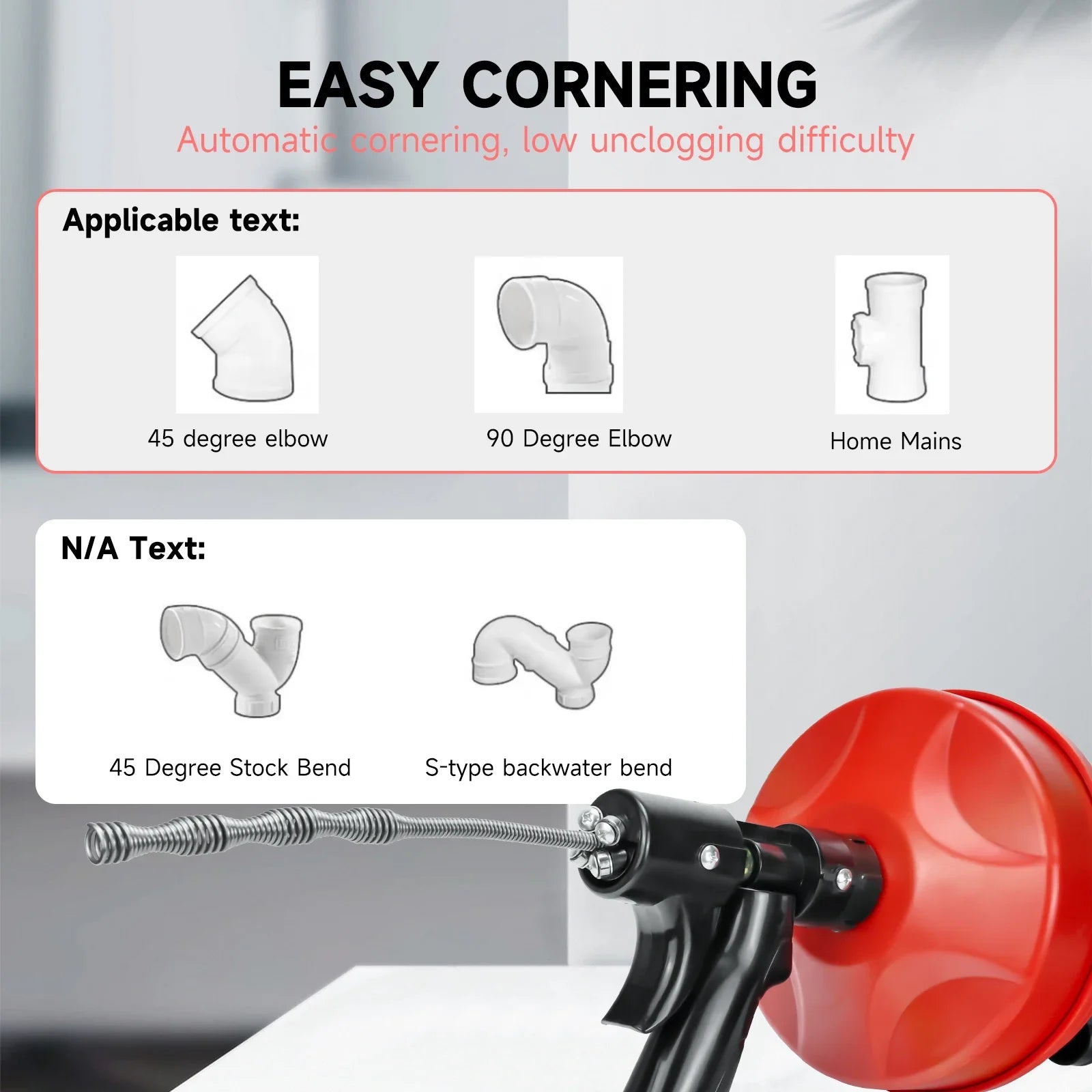 7.6M Drain Snake Unblocker Plumbing Drain Clog Remover Kitchen Toilet Sewer Blockage Cleaning Machine Hand Tool Channel Dredge