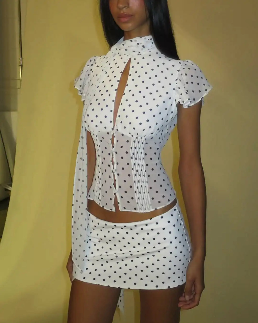 Guiz White Polka Dot Bodycon Skirt Mini Skirt Shorts Sexy Short Skirt Fashion Skirt with Built-In Underwear Lining Casual Style Sexy Short Skirt Low-Waist Skirt Shorts